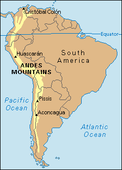 Andes Mountains World Map